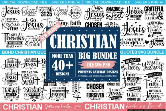 Christian Quotes Svg Bundle 40 Designs for T-Shirt Designs