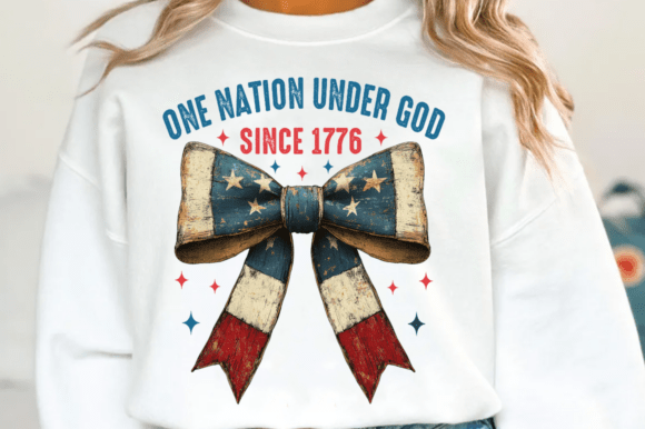 Coquette Bow Christian 4th of July PNG and T-Shirt Designs