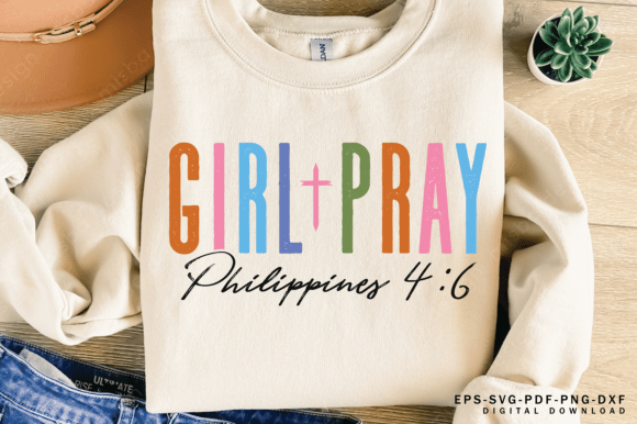 Girl Pray Png, Christian Quote, Girl Svg T-Shirt Designs