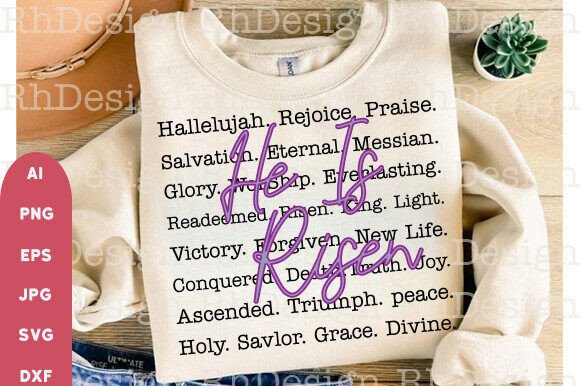 He is Risen SVG PNG Christian Easter PNG T-Shirt Designs