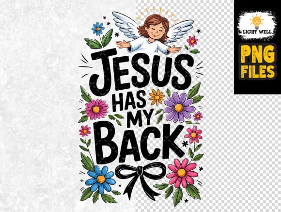 Jesus Has My Back Floral Design Sublimat