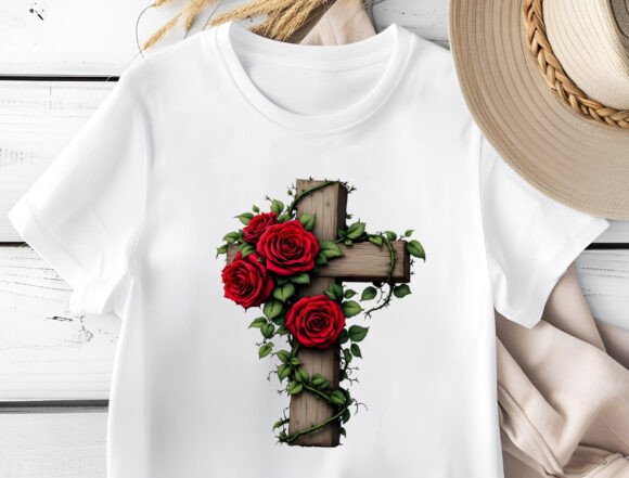 Rose Cross Png, Floral Christian Cross